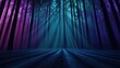 © Thamonchanok - Glow forest idea. A mystical forest with vibrant colors and beams of light creating an enchanting atmosphere.
