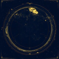 Wall Mural - Celestial Navigation Chart Spherical Projection Astronavigation World Gold on Navy Background Square