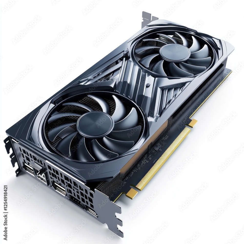 Dual-fan graphics card, isolated on white, tech product shot Stock ...