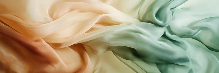Poster - Flowing silk fabrics create an elegant atmosphere with soft tones against a neutral background. Generative AI