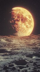 Wall Mural - moon surface illustration astronomy landscape.