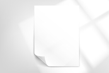 Poster - White paper page on bright background with bended corner