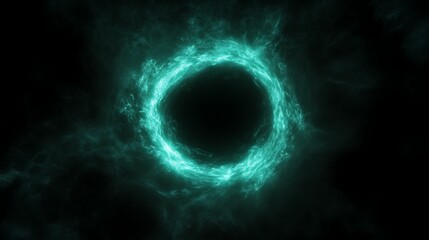 Wall Mural - electric blue vortex portal energy ring with dark void space background a science fiction concept