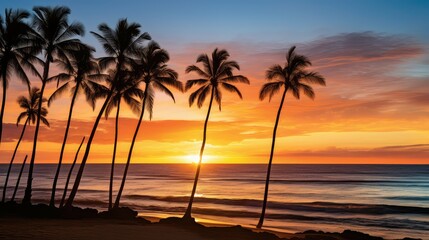 Wall Mural - ocean palm trees and beach