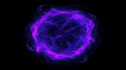 Wall Mural - energy sphere glowing plasma ball abstract digital art illustration with dark background space
