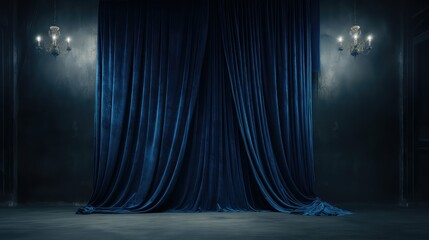 Wall Mural - curtain blue velvet texture