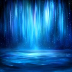 Wall Mural - ethereal aurora borealis display with starry sky reflections over calm waters tranquil scene