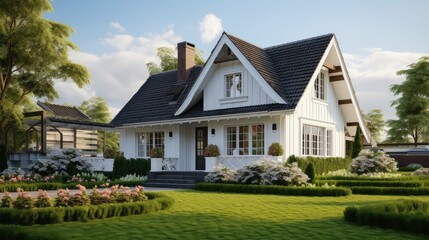 Poster - charming house with green grass