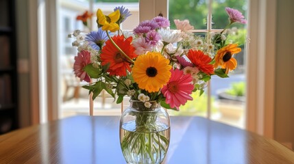 Poster - acrylic spring flowers in vase