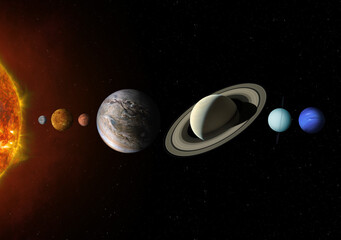 Wall Mural - planets on parade. a planetary alignment, or a planetary parade see seven planets - mercury, venus, 