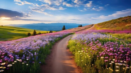 Wall Mural - vibrant spring background road