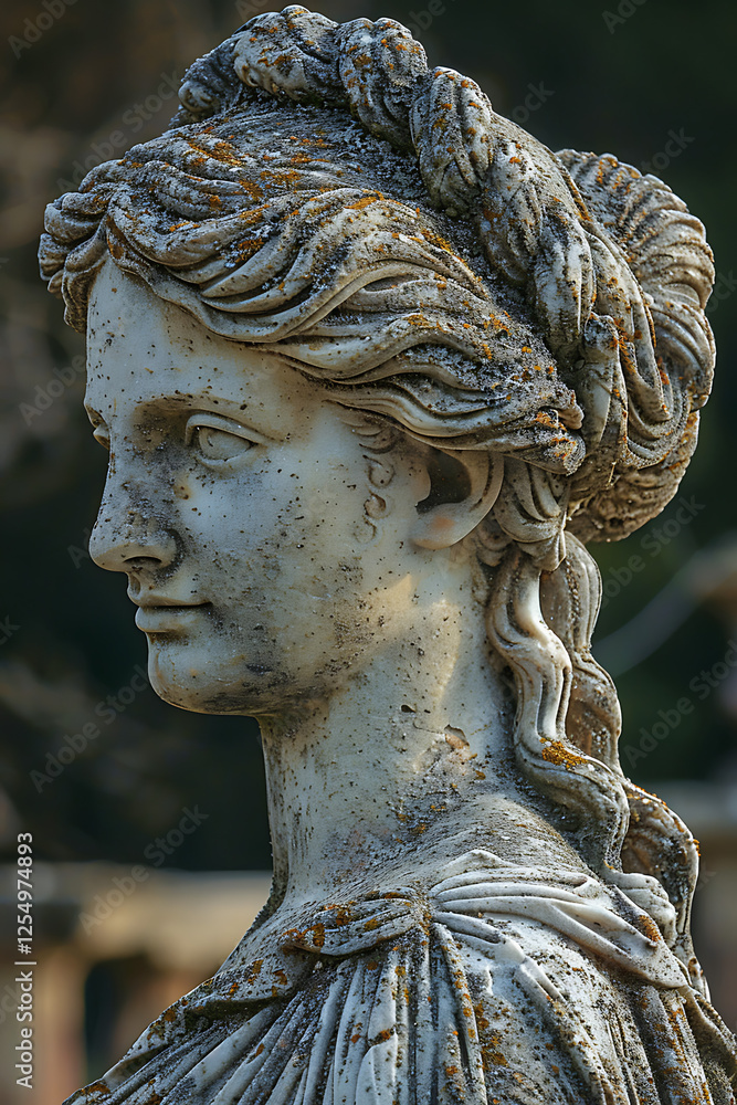 Ancient Greek goddess Brizo statue with a weathered look. Goddess of ...
