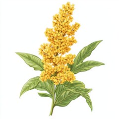 Wall Mural - Bright Yellow Flowering Plant with Green Leaves Illustrating Vibrant Nature and Floral Beauty