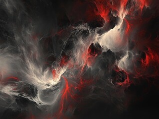 Wall Mural - Red, grey nebula swirls, cosmic background, digital art, design