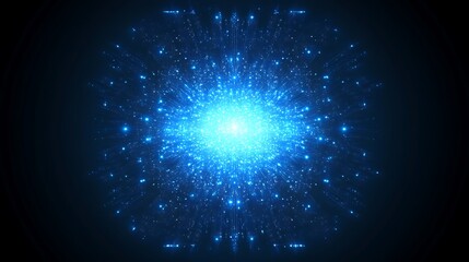 Wall Mural - Exploding Cosmic Event Distant Galaxy Light Source Energetic Burst Blue Hues on Dark Space Canvas