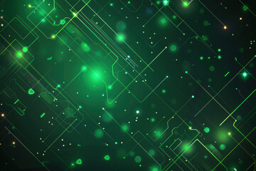 Wall Mural - close up horizontal abstract illustration of a green glowing futuristic background