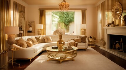 Wall Mural - regency gold living room