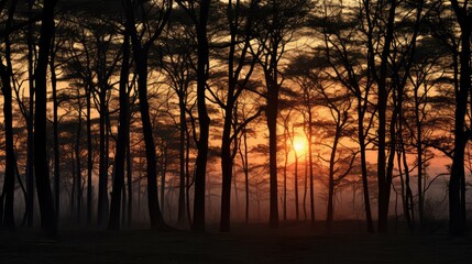 Wall Mural - light forest tree silhouette