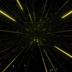 Wall Mural - Geometric Light Speed Warp Through Space and Time Conceptual Art Rendering Image in Black Color