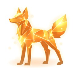 Geometric Fox Illustration Polygonal Design with Golden Tones and Artistic Rendering Image