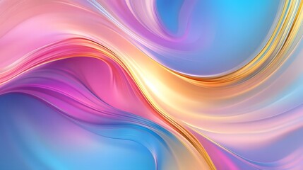 Wall Mural - Abstract background featuring smooth colorful waves in pink and blue