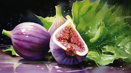 Canvas Print - painting fig water color