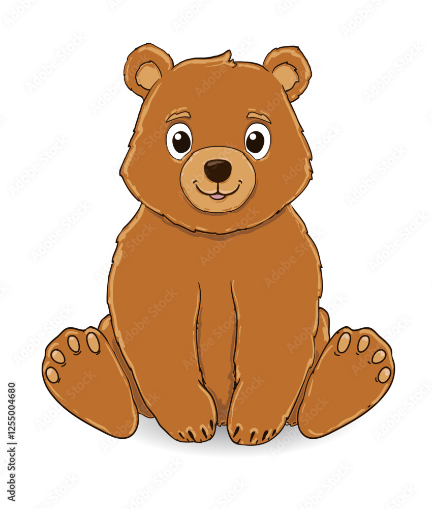 little bear sitting on white background. cartoon illustration Stock ...