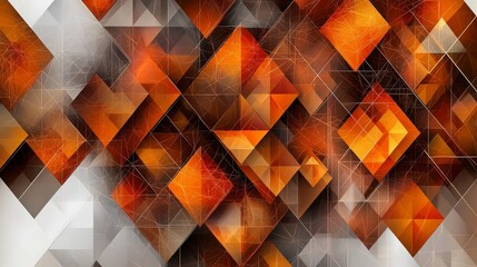 Aufkleber - Dynamic layered triangles in warm orange and brown abstract art digital design modern aesthetics artistic expression