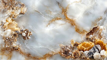 Aufkleber - Exquisite marblelike pattern exhibit featuring soft whites and golds gallery space art display contemporary environment