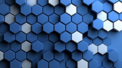 Aufkleber - Dynamic arrangement of blue hexagons abstract design digital art modern aesthetic close-up visual impact