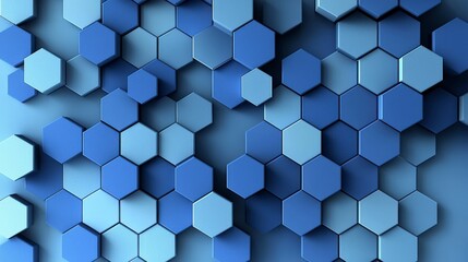 Aufkleber - Dynamic composition of blue hexagons abstract design digital art vibrant environment top-down view modern aesthetics