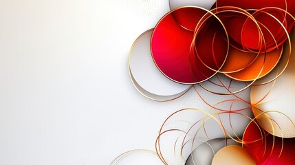 Poster - Dynamic segmented circles with gradient transitions from red to white abstract design digital art modern aesthetics