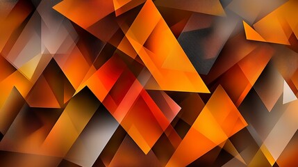 Aufkleber - Dynamic orange and brown geometric triangles abstract digital art modern design creative space eye-catching perspective