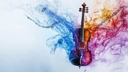 Fototapete - Vibrating musical lines twisting around instruments artistic display abstract environment creative viewpoint vibrant concept