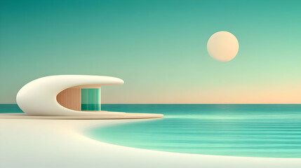 Wall Mural - Seascape Minimalist 3D Render