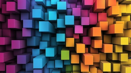Aufkleber - Vivid 3d colorful blocks in bright contrasting colors creative space digital art abstract environment dynamic perspective