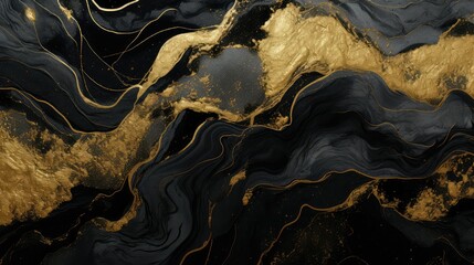 Wall Mural - painting abstract black and gold