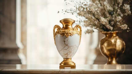 Wall Mural - table gold vase