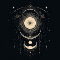 Wall Mural - Celestial moon phases graphic design, mystical, art, background