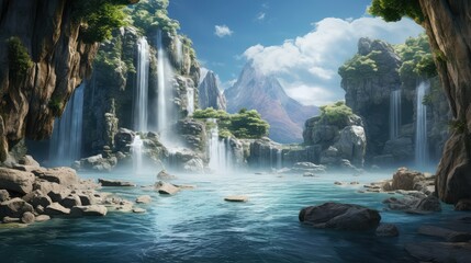 Wall Mural - cascade water view