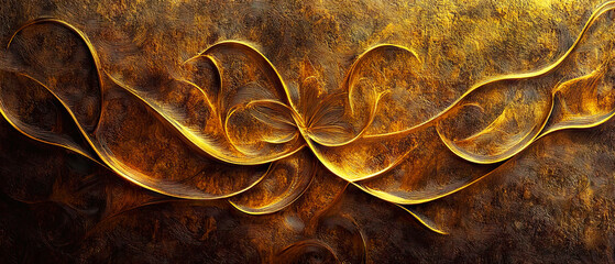 Textured background with golden flowing abstract swirls.