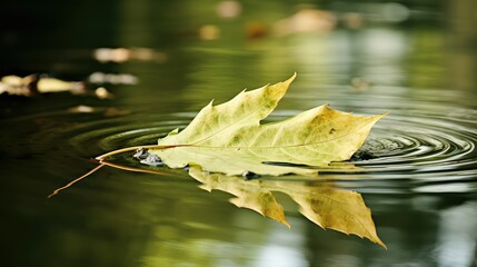 Wall Mural - reflection leaf outline