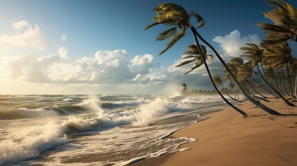 Canvas Print - gusty windy palm trees