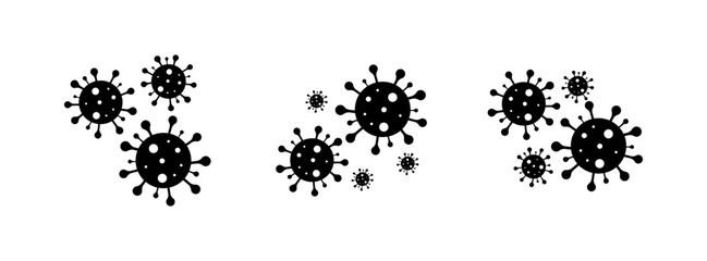 Black virus icons on white background representing viral spread. Vector icon