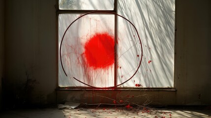 Wall Mural - window red pen circle