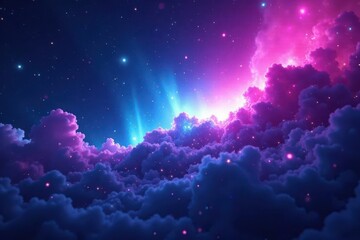 celestial crystal blue aurora erupts from magenta nebula, vibrant flashes , celestial, galaxy