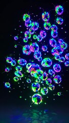 Aufkleber - Glowing biological cells with vibrant energy cores, creating a futuristic and microscopic sci-fi atmosphere