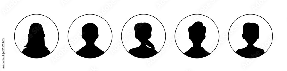 Black male and female avatars isolated on transparent background ...
