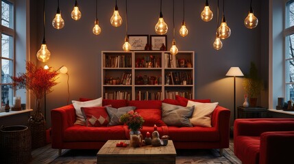 Wall Mural - cozy red lightbulb