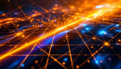 Wall Mural - abstract neural network connection with glowing nodes and lines